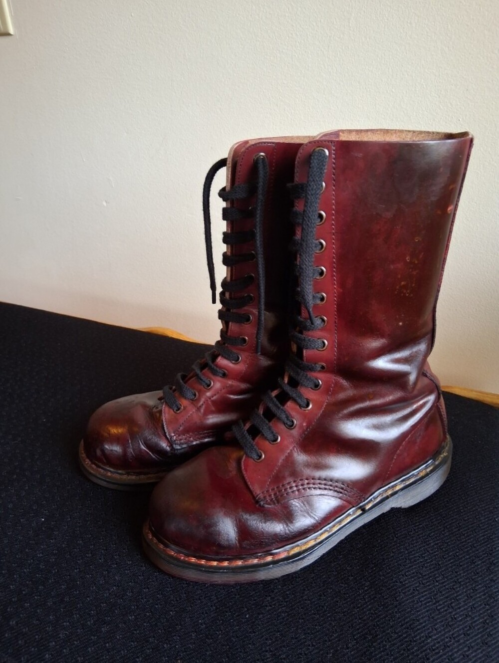Custom Colour Burgundy Rub Off Dr Martens 1940 Boots